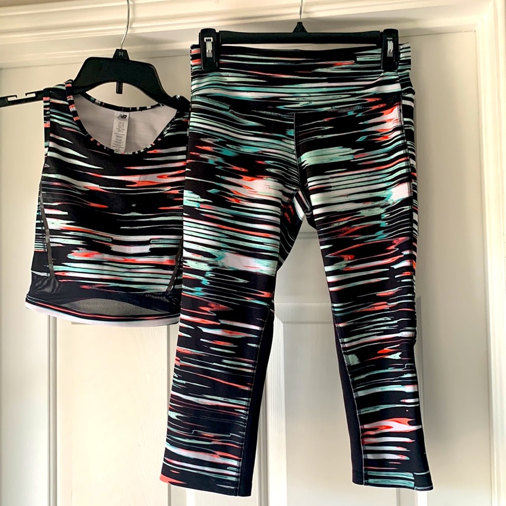 New Balance Spandex NBBry Capri Yoga Workout Pants Set
